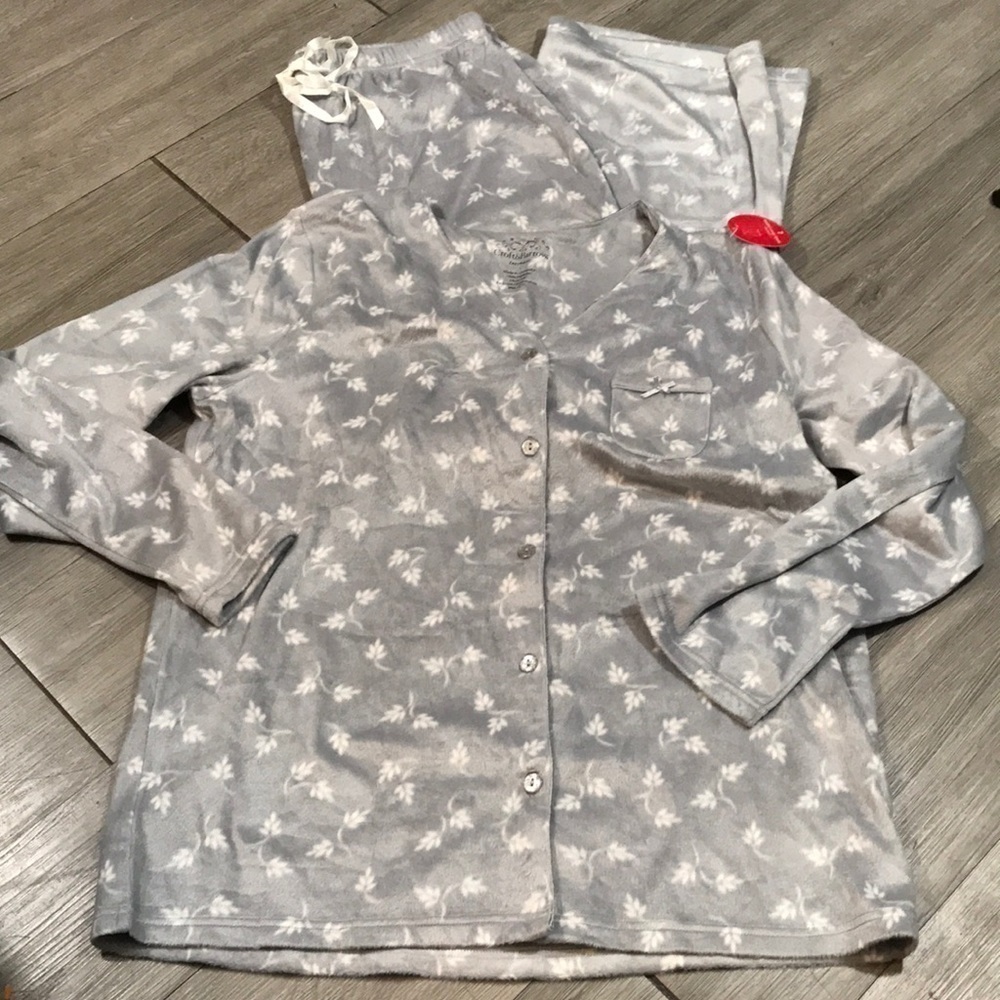 Croft & Barrow Gray & White Minky Fleece Pajama Set NWT‎ size L